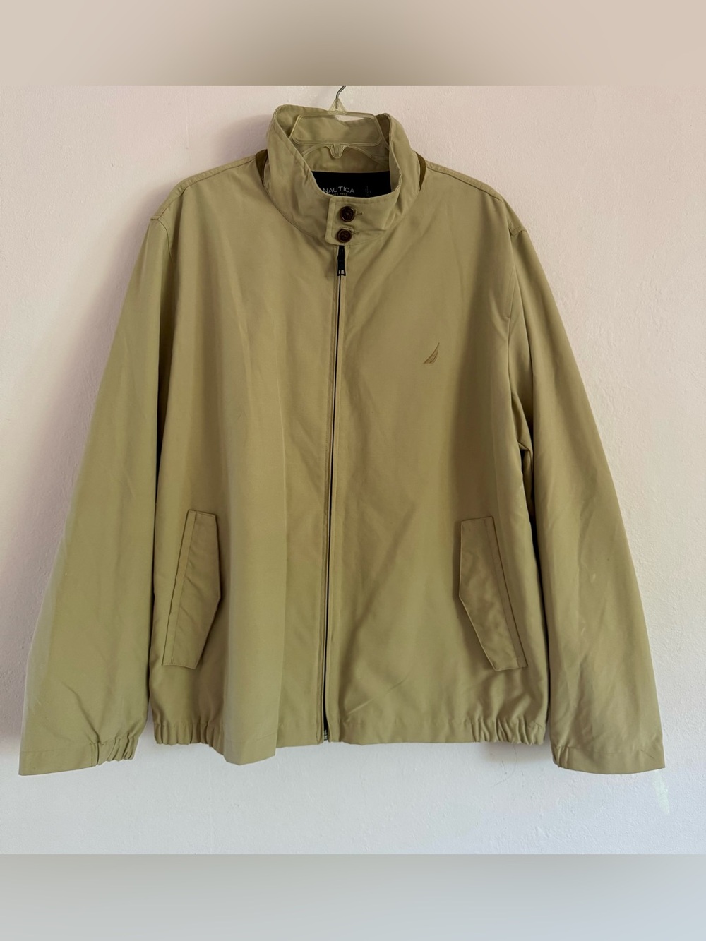 Nautica Men's Classic Rainbreaker Bomber Jacket - Khaki Tan, Size Large (NWOT)